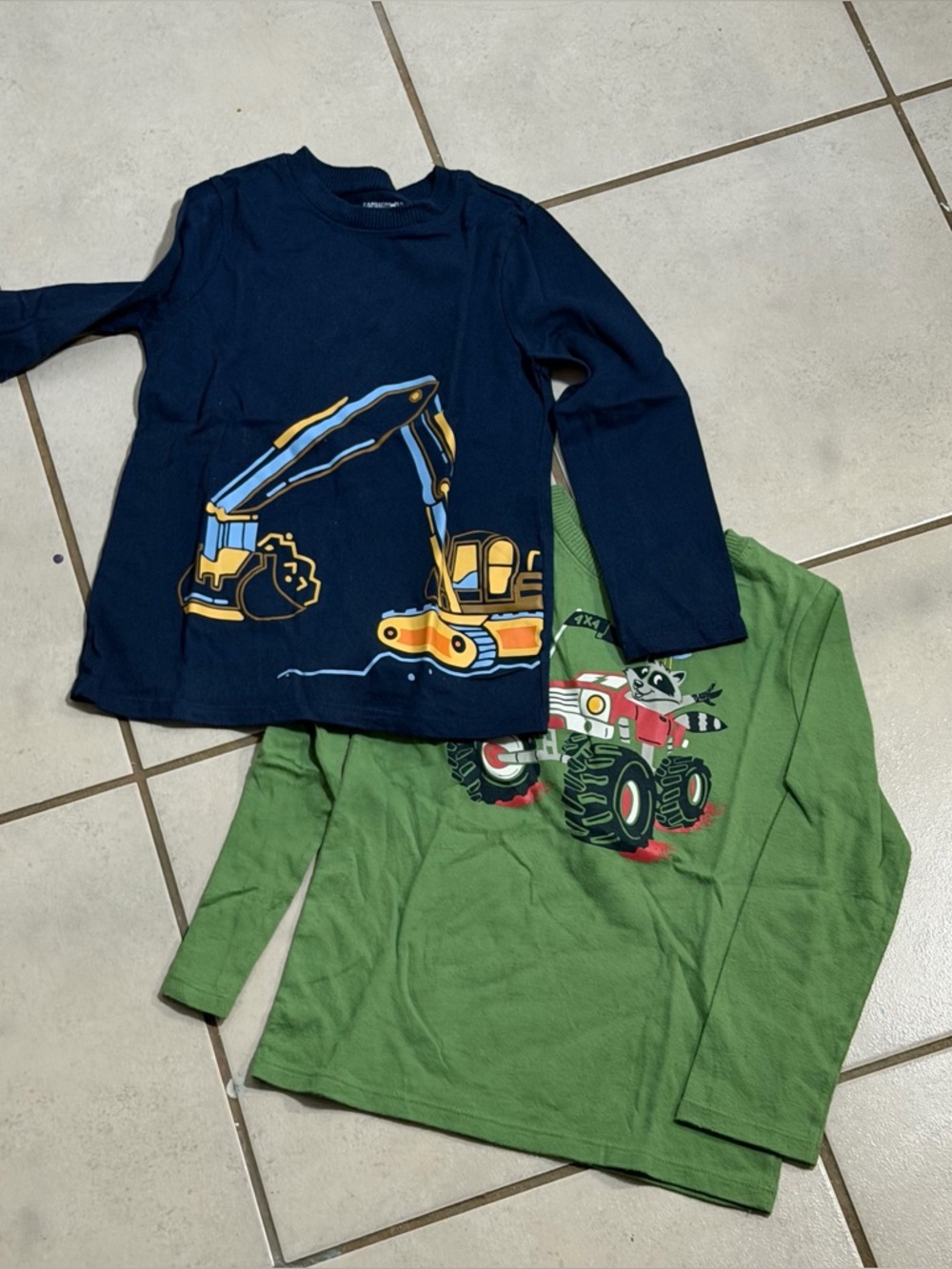 Garanimals Kids Boys Navy/Blue Excavator Monster Truck Long Sleeve Tee size 5T